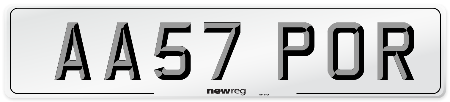 AA57 POR Number Plate from New Reg